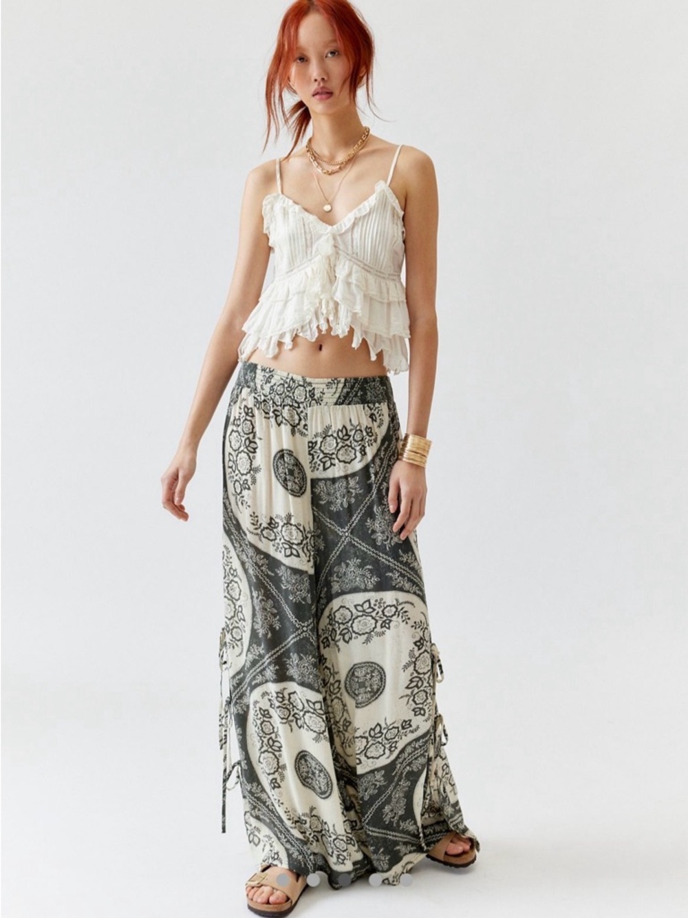 BRAND NEW Urban Outfitters Tied Up Gauze Wide Leg Pants - Picture 3 of 5